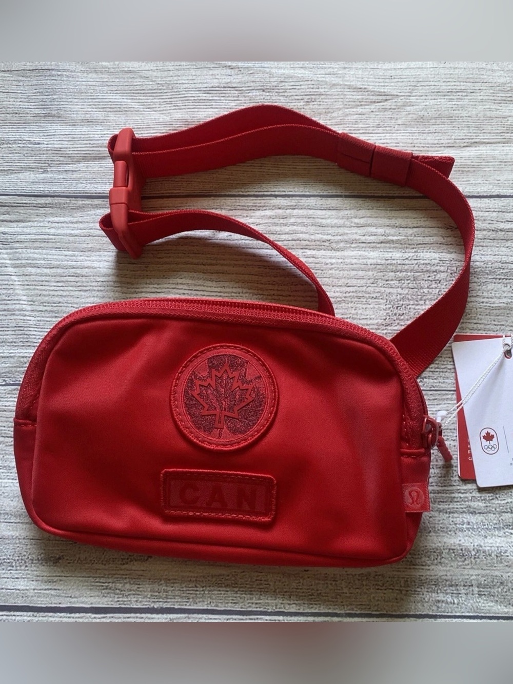 NWT lululemon Red CAN Maple Logo Crossbody Bag